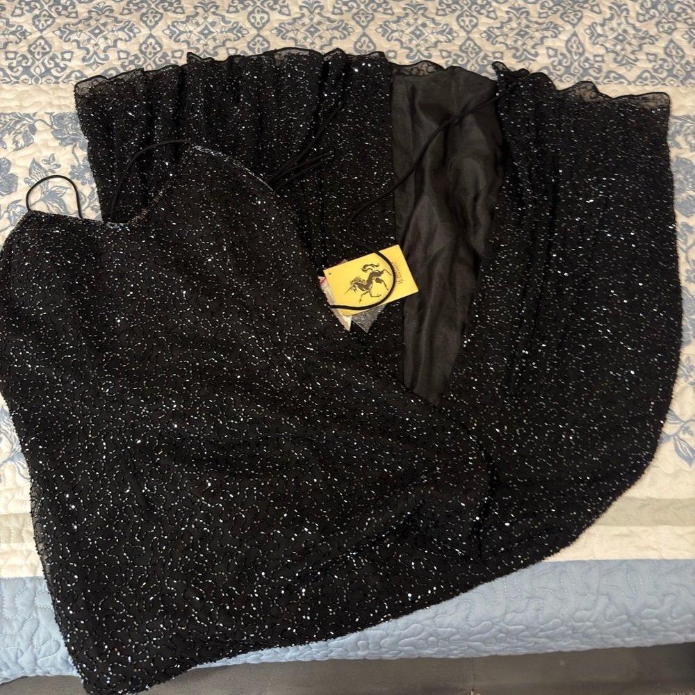 Je matadi black beaded sparkly formal dress new with tag